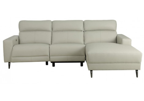 Canapé ISHAPE avec méridienne et relax électrique tissu taupe