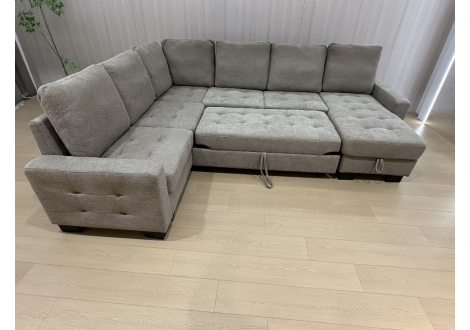 Salon d'angle convertible JORDANA tissu marron