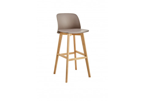 Tabouret JULIE beige pieds bois massif