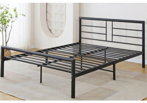 Lit 140x190 JULIETTE métal noir avec sommier métal