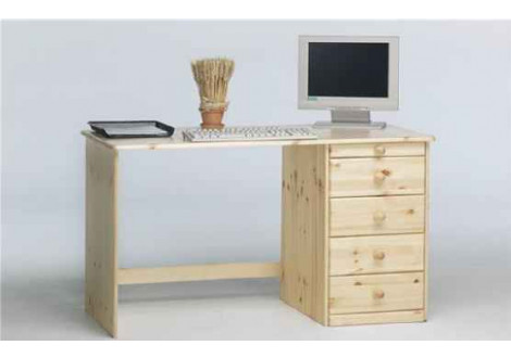 Bureau KENT 5 tiroirs vernis naturel