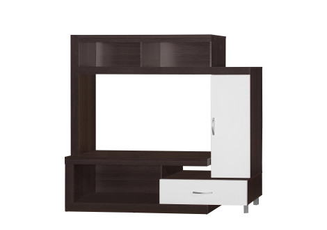 Meuble TV TURIN Wenge et blanc 1 tiroir 1 porte