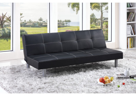 Banquette clic-clac LONDON PU noir avec coutures blanches