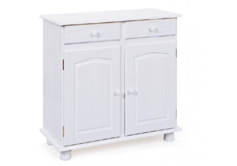 Buffet 2 portes 2 tiroirs LOVI pin blanc