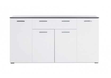 Buffet bas 4 portes 1 tiroir MAGIC béton foncé/blanc