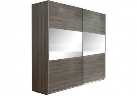 Armoire MALAGA 180 MIROIR portes coulissantes décor chêne foncé