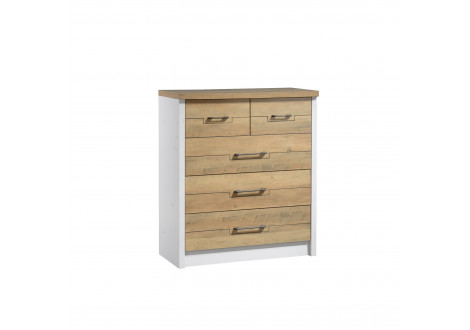 Commode Lilo 6 tiroirs chêne et blanc