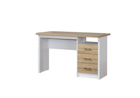 Bureau 3 tiroirs Julie chêne doré et blanc