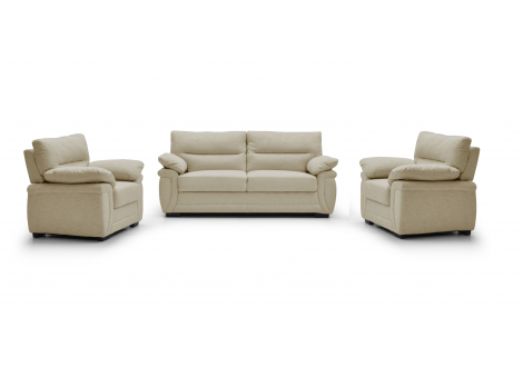 Salon OLINDA 3 pièces tissu marron clair