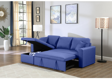 Canapé d'angle convertible DALLAS bleu
