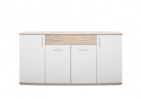 Buffet bas 4 portes 2 tiroirs RONDO 2 chêne/blanc