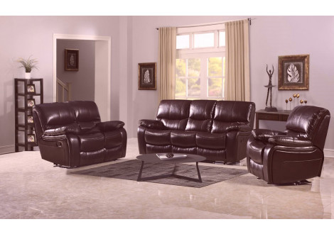 Salon ROLLAND 3+1+1 simili cuir marron