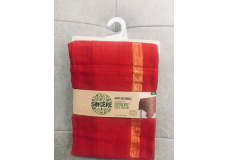 Nappe rectangle Sincère coton bio rouge 150x250