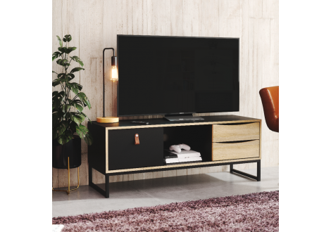 Meuble télé STUBBE 3 tiroirs noir