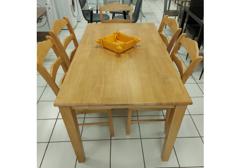 Table rectangle ANDA 75x140 cm hévéa massif vernis chêne naturel