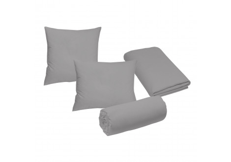 Drap plat 270x300 gris perle polycoton