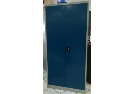 Vest. 2 portes métal LARGEUR 90 cm multi-fonctions gris clair & portes bleu roi VD-2M