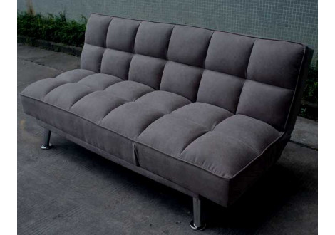 Banquette clic-clac VILLA tissu microfibre gris foncé avec dosseret