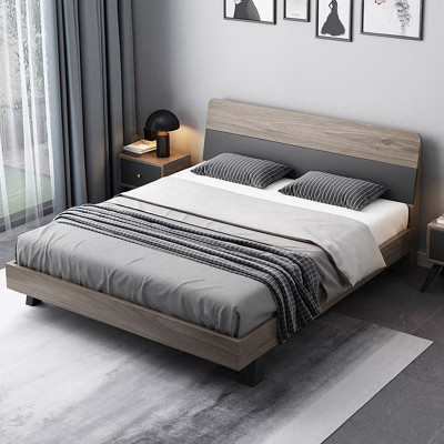 Lit SUZY 150x200 décor noyer et gris