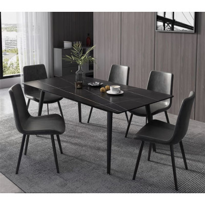 Table SINTRO décor marbre noir et 6 chaises