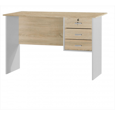 Bureau STUDY 3 tirois chêne doré et blanc