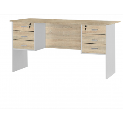 Bureau STUDY 6 tirois chêne doré et blanc