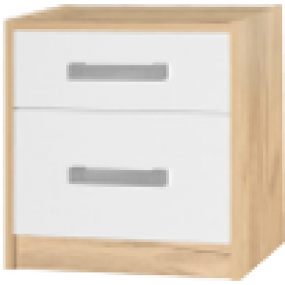 chevet BALI 2 tiroirs chêne dorée et blanc