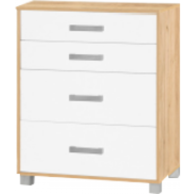 Commode BALI 4 tiroirs chêne dorée et blanc