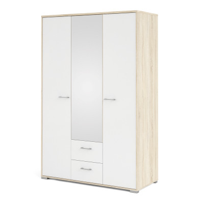 Armoire HOMELINE chêne et blanc brillant