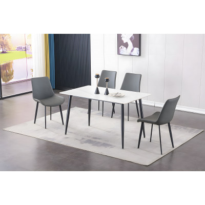 Table SINTRA décor marbre blanc et 4 chaises