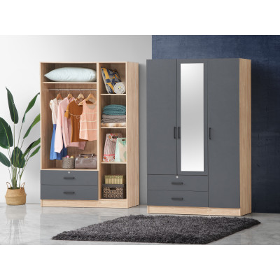 Armoire ANEMONE 3 portes 2 tiroirs 