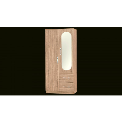Armoire ANNA 2 portes miroir décor chêne doré