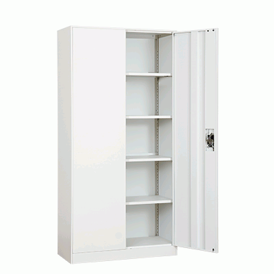Arm. 2 portes 120 cm gris clair métal étagères/suspendus AR2PB-195 