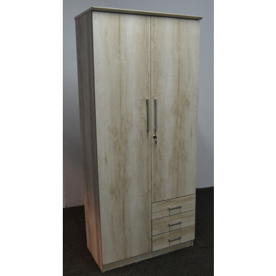 Armoire KELLY 2 portes 3 tiroirs chêne clair