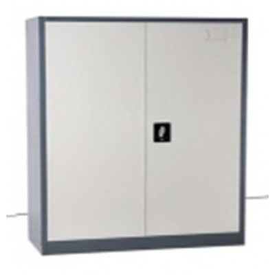 Armoire basse 2 portes 100 cm gris clair métal multi-fonctions AB2PB-100