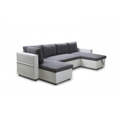 Salon d'angle convertible Asoka gris/anthracite 