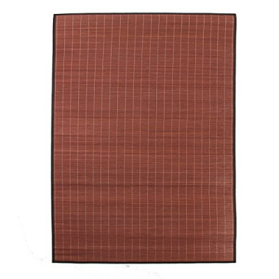 Tapis en bambou fines lattes et ganse chocolat L120 P170