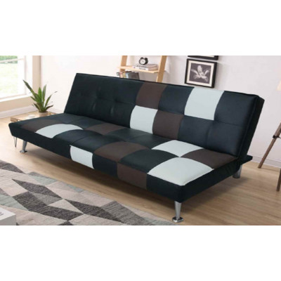 Banquette clic-clac SUVA PU damier noir/marron/blanc