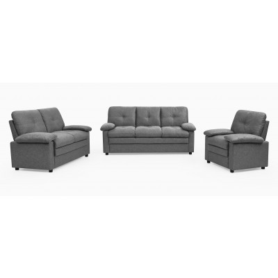 Salon BELA 3 pièces tissu gris anthracite