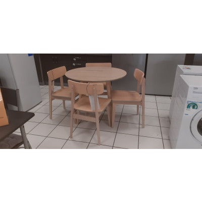 Ensemble table 90 et 4 chaises BETTY chene clair