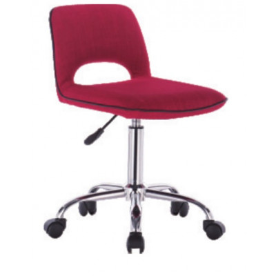 chaise dactylo BILLY tissu rouge/pieds chromés