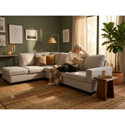 Canapé CAMBRIDGE beige méridienne à gauche