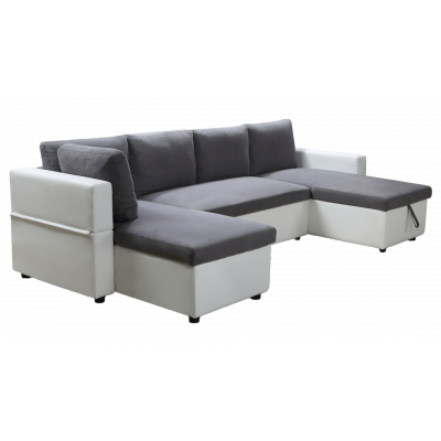 Salon d'angle convertible Asoka gris/anthracite 