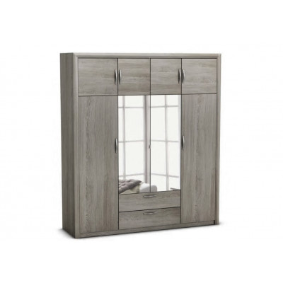 Armoire PLUTON chêne HUDSON 8 portes 2 miroirs 2 tiroirs