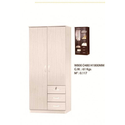 Armoire 2 portes/3 tiroirs CHERRY avec serrure chêne sonoma