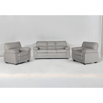 Salon 3 pièces CHICAGO gris: 1 canapé 3 places + 2 fauteuils 1 place