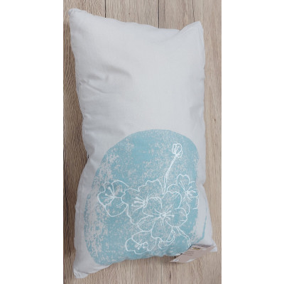 Coussin imprimé HIBISCUS bleu