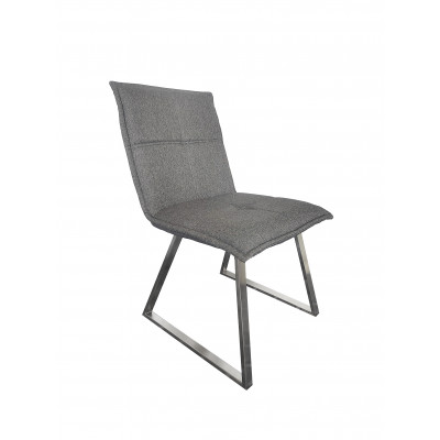 Chaise CHARLISE tissu gris foncé et pieds en inox brossé