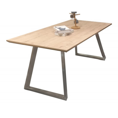 Table ELISE 180x90 cm  noyer et métal brossé