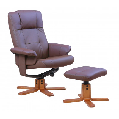 Fauteuil relax+repose-pieds NEW YORK marron clair